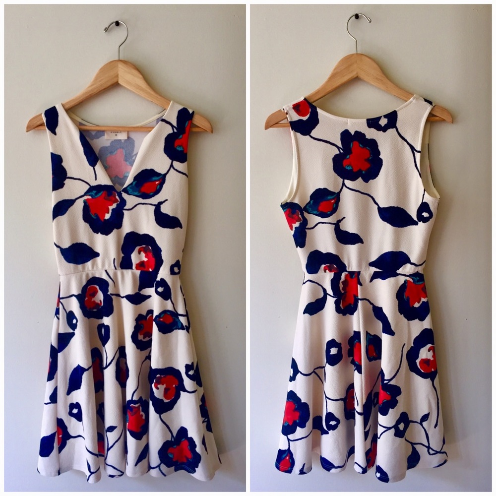 Everly Boutique Floral V Neck Skater Dress Size S